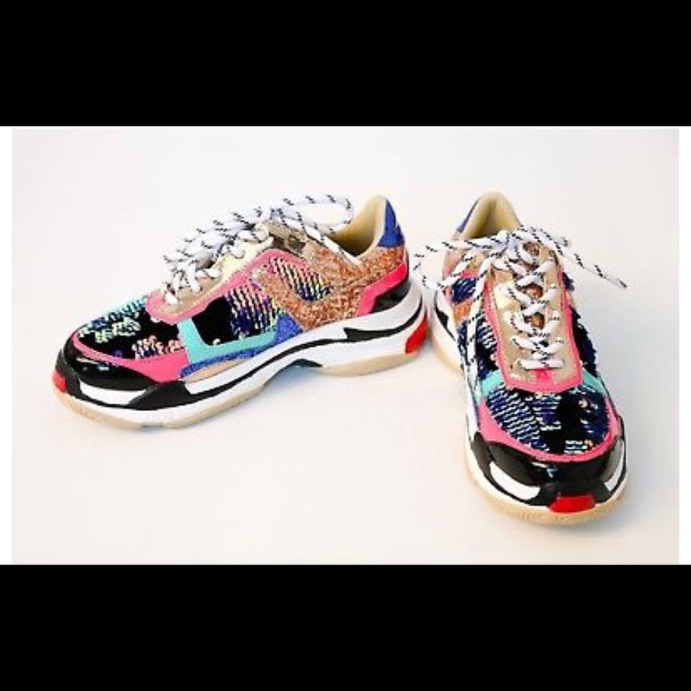 Sequin Chunky Trainer Sneakers